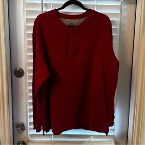 RedHead Red Long-Sleeve Henley Pullover